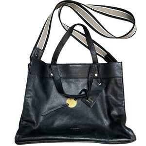 NWOT MARGOT NEW YORK Black Leather Casey Tote Bag Purse